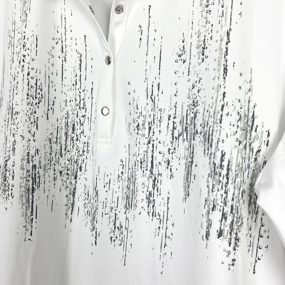 Chico's Women's XL Zenergy‎ Golf Athleisure Preppy Tenniscore Embellished Polo - Picture 5 of 10